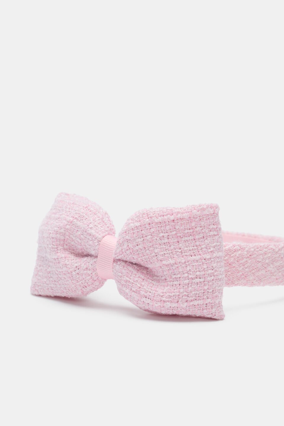 Tweed Bow Headband  Candy Pink