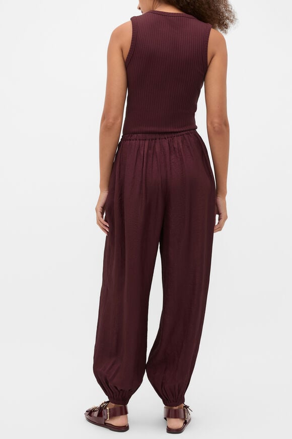 Textured Satin Harem Pant  Plum Red  hi-res