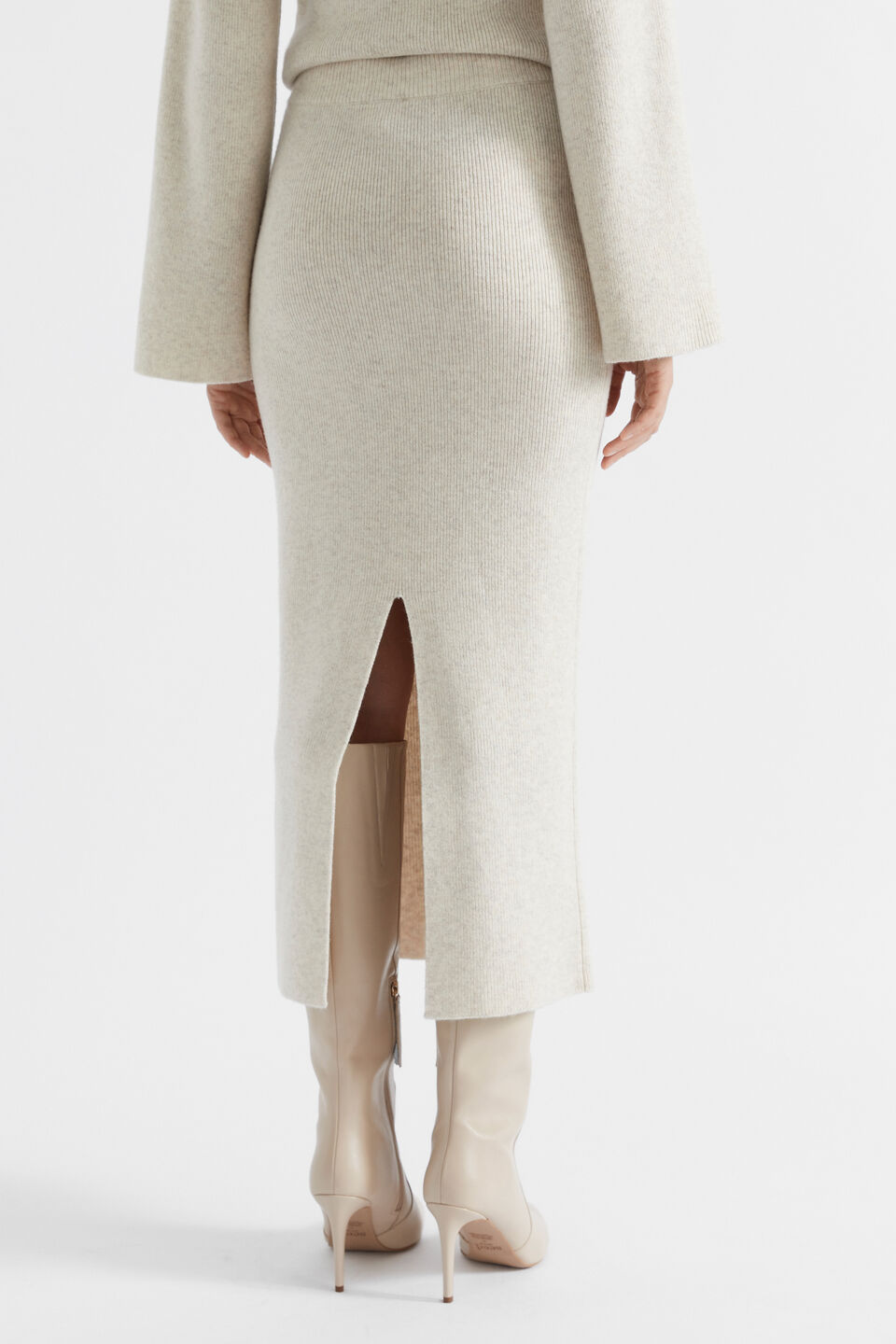 Structured Knit Skirt  Oat Marle