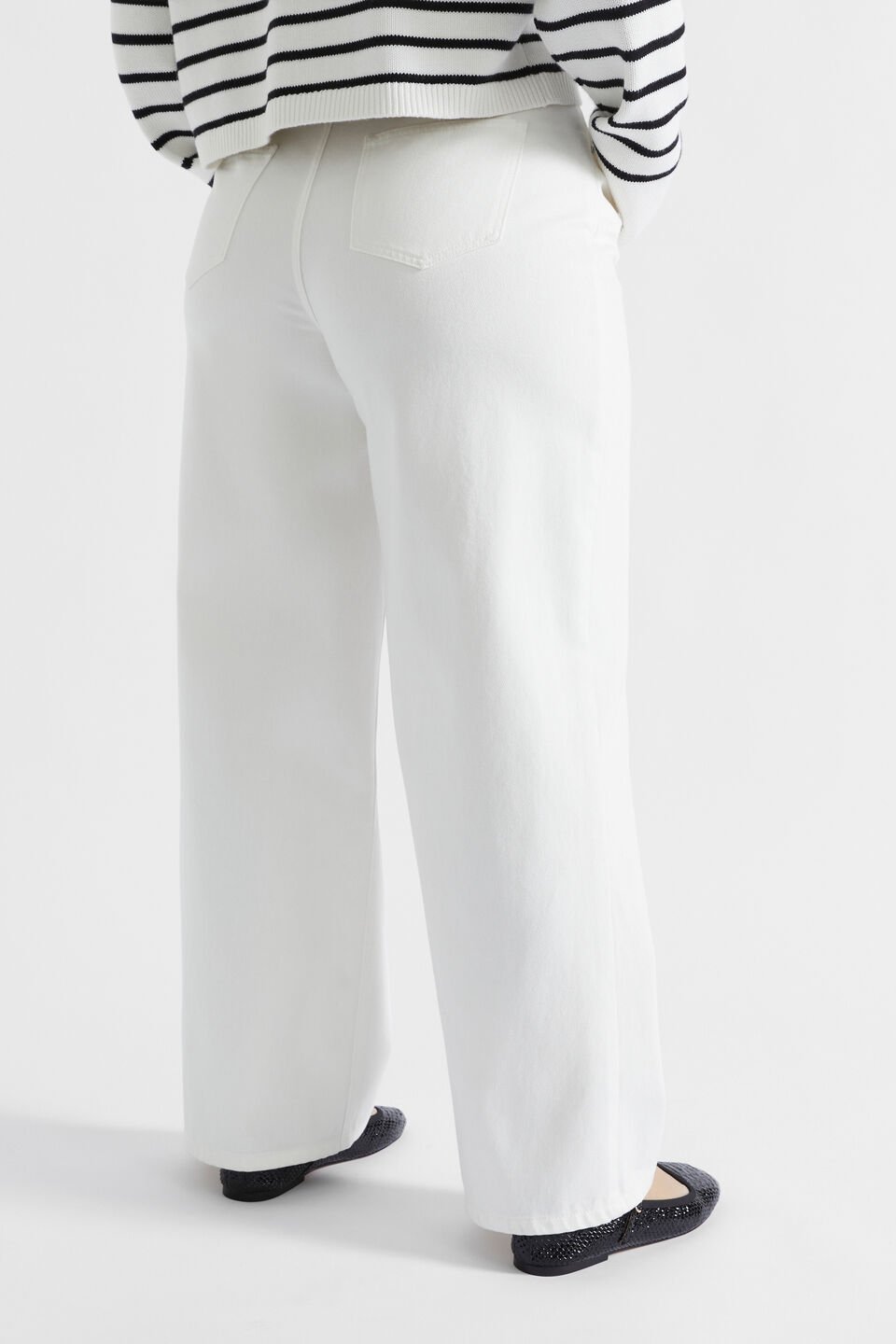 Pinch Waist Baggy Wide Leg Jean  Cloud Cream