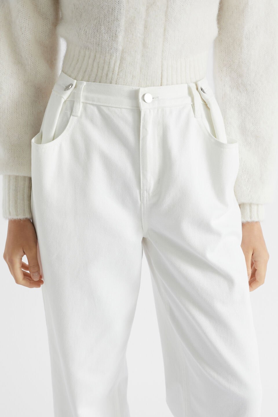 Pinch Waist Baggy Wide Leg Jean  Cloud Cream