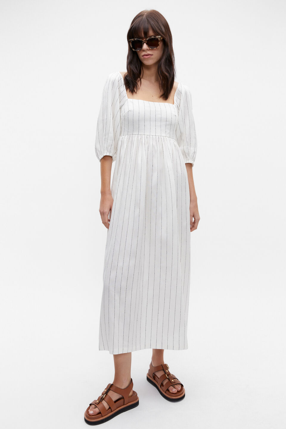 Linear Stripe Sun Dress  Cloud Cream Stripe