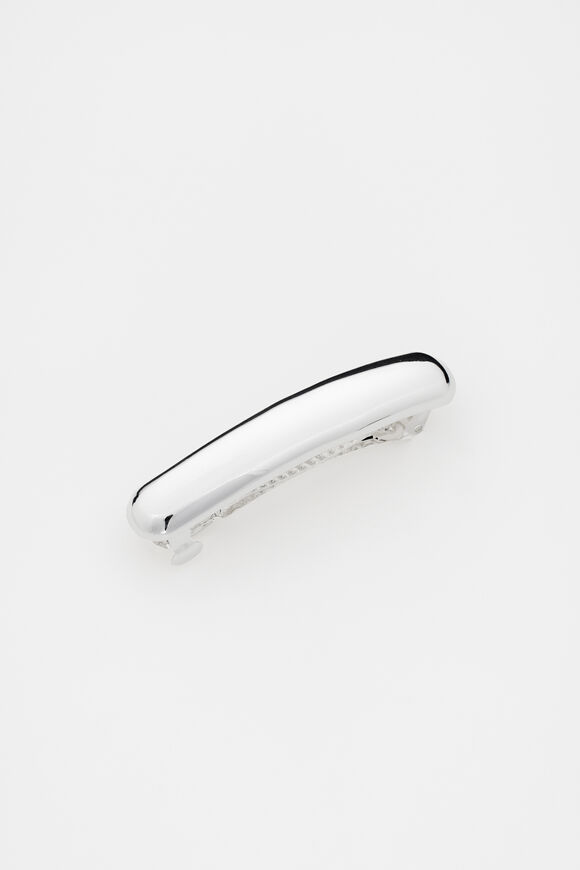 Long Curved Barrette  Silver  hi-res