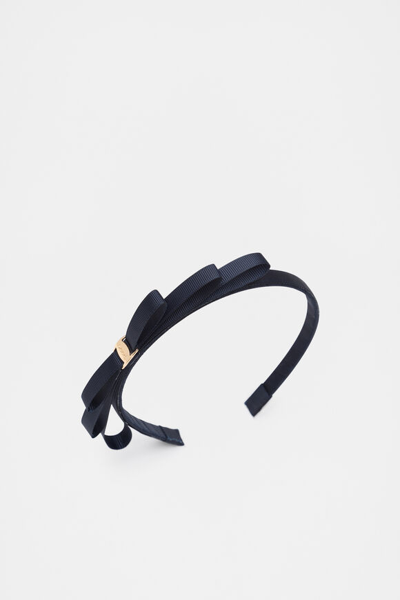 Heritage Bow Headband  Midnight Blue  hi-res