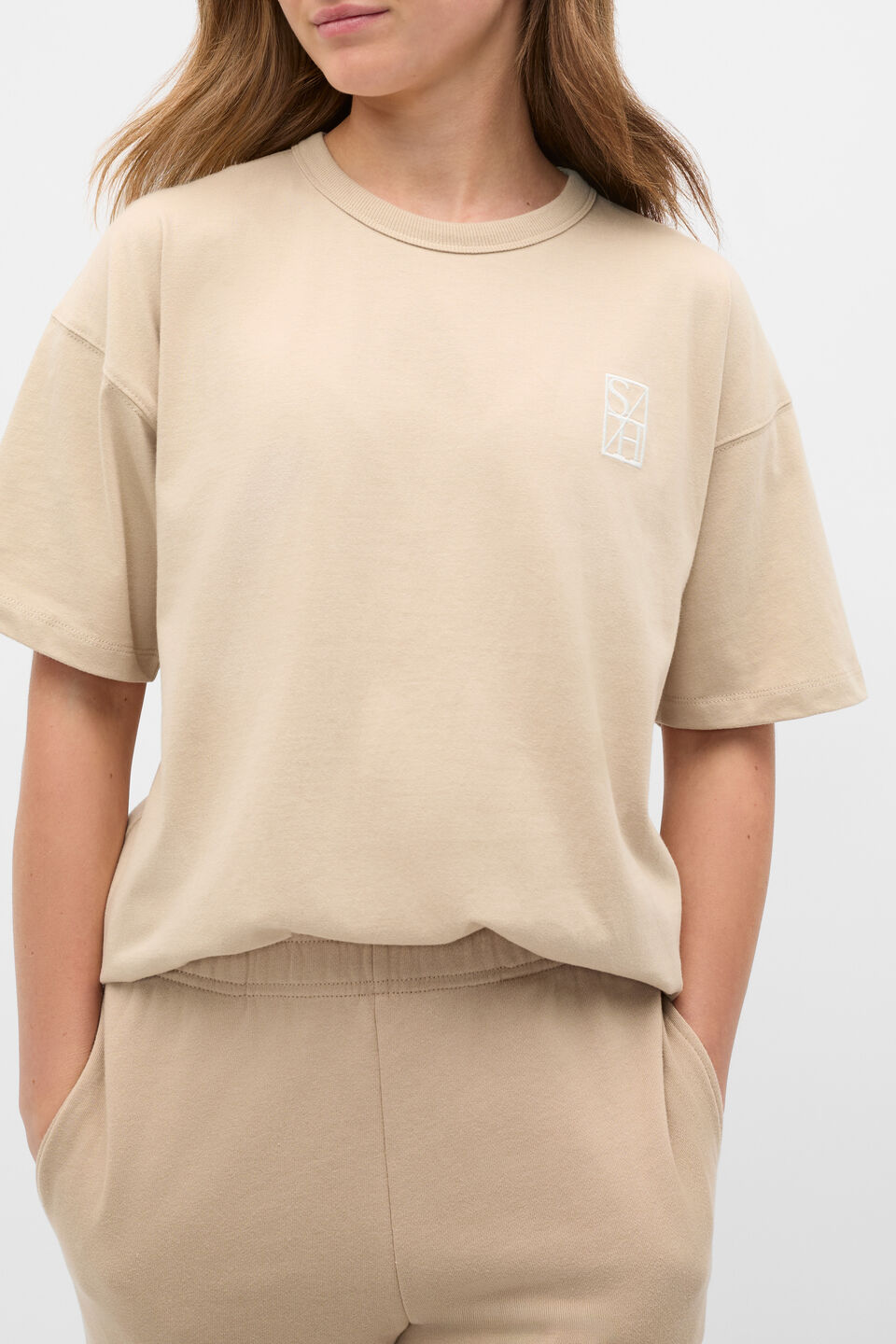 Oversized Logo Tee  Sandstone