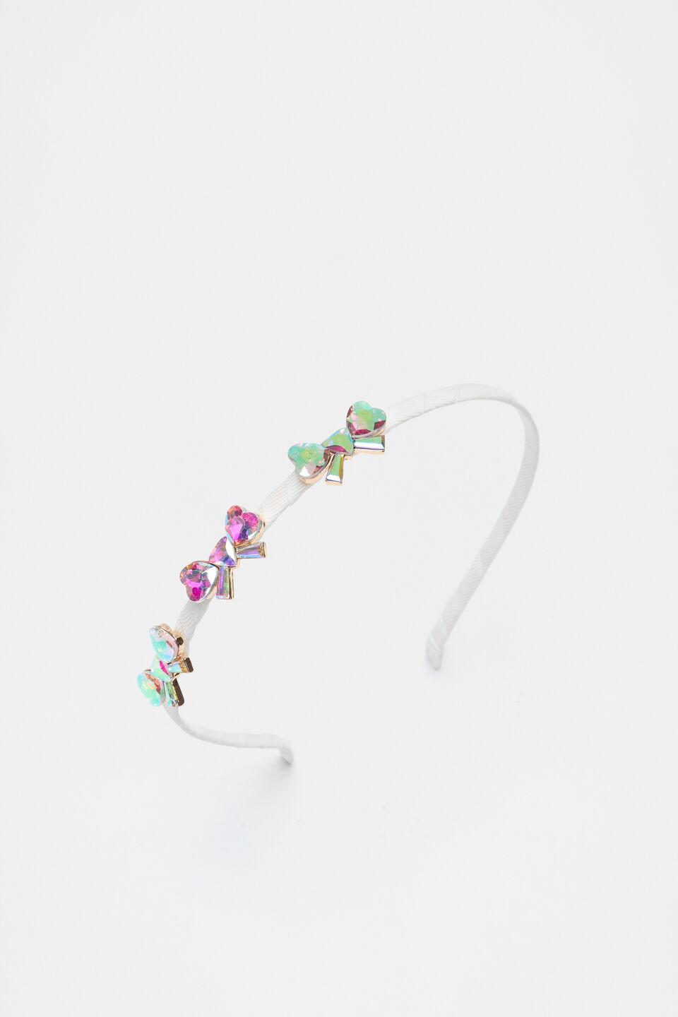 Crystal Heart Bow Headband  Classic Cream