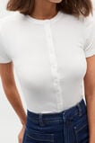 Rib Button Through Top  Whisper White  hi-res