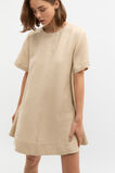 Linen Short Sleeve Mini Dress  Iced Latte  hi-res