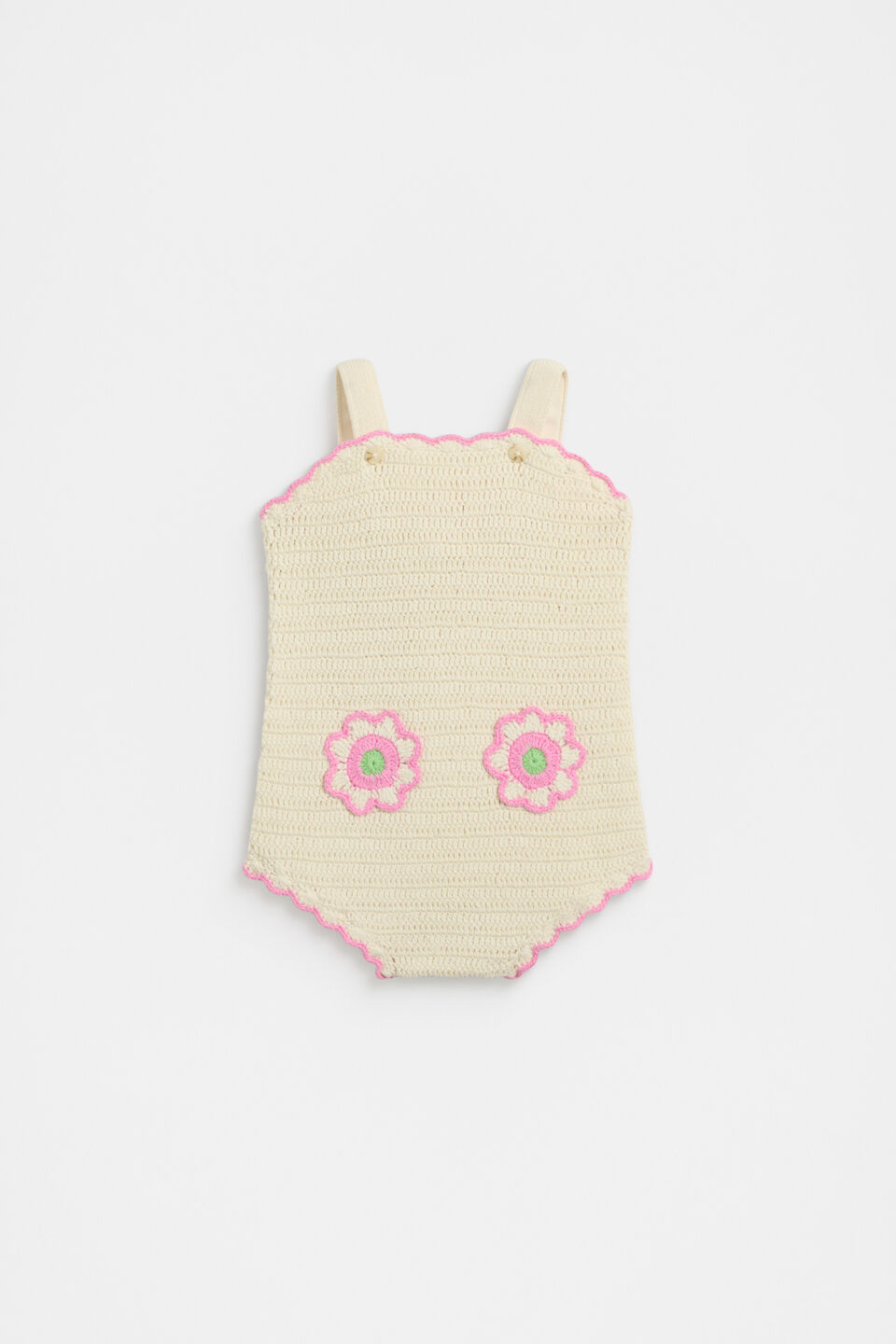 Floral Crochet Romper  Vintage Cream