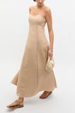 Linen Trim Insert Midi Dress  Ecru  hi-res
