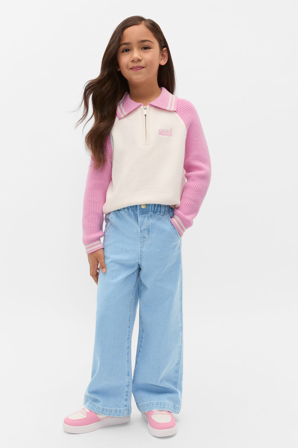 Logo Zip Cardigan  Candy Pink