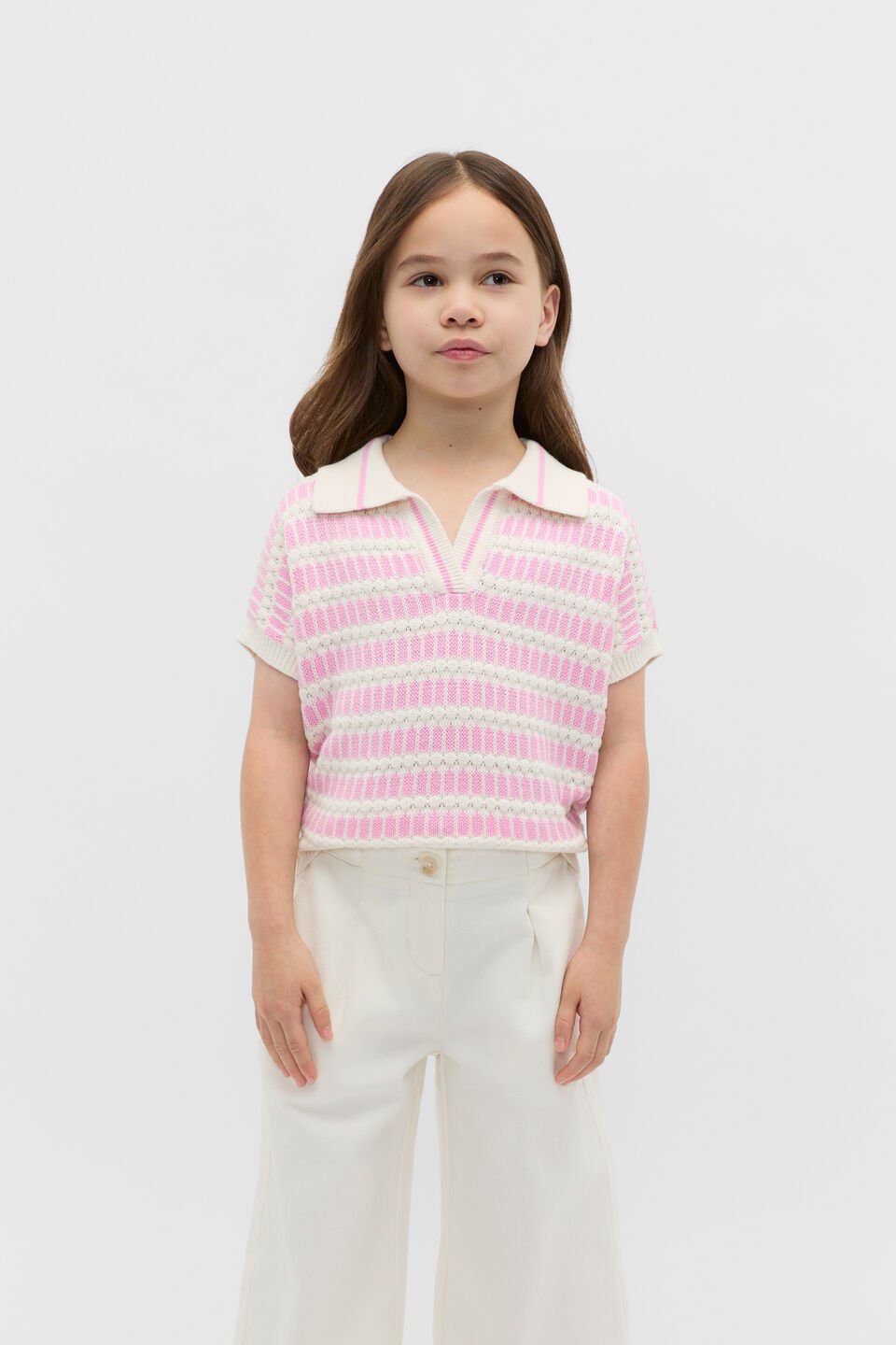 Jacquard Knit Tee  Candy Pink