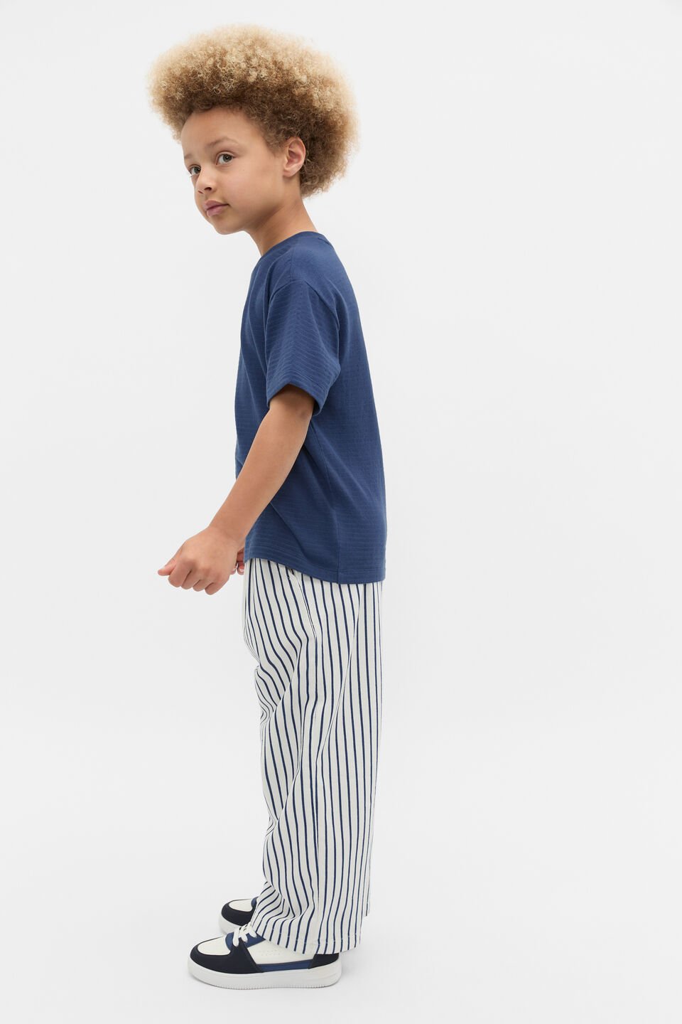 Core Textured Stripe Logo Tee  French Navy