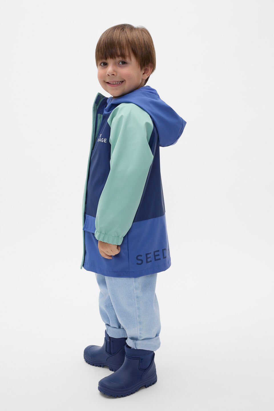 Colourblock Raincoat  Blue Multi