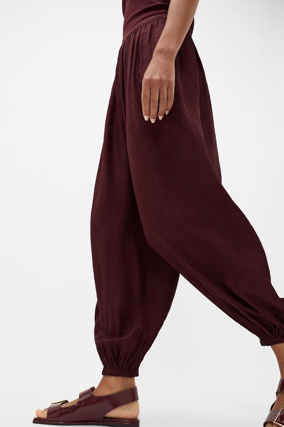 Textured Satin Harem Pant  Plum Red  hi-res