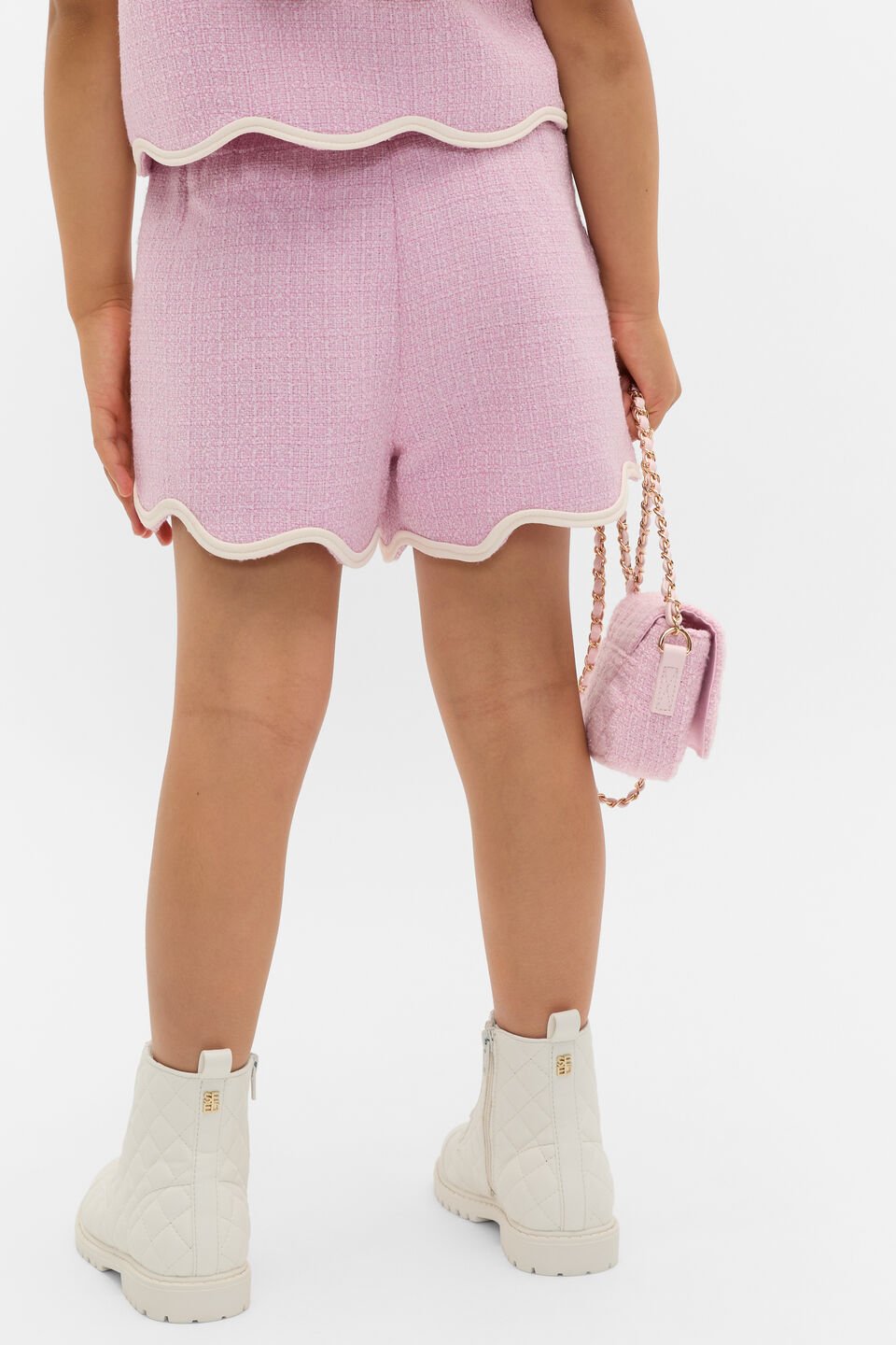 Heart Tweed Short  Candy Pink