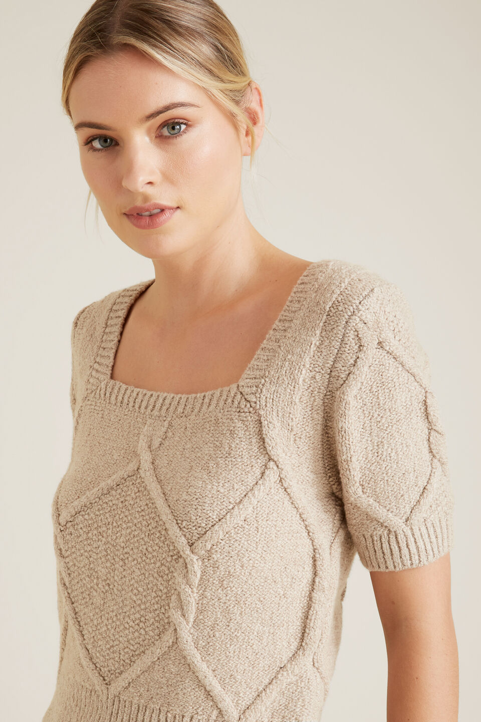 Square Neck Cable Knit  