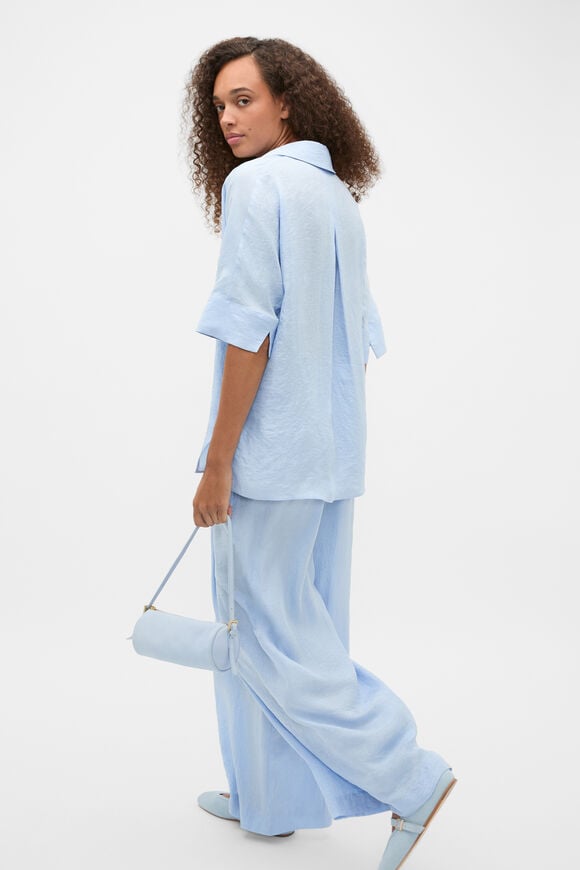 Textured Satin Collared Popover  Arctic Blue  hi-res