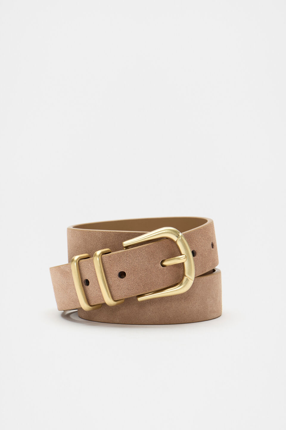 Amara Metal Tip Belt  Amaretto Suede