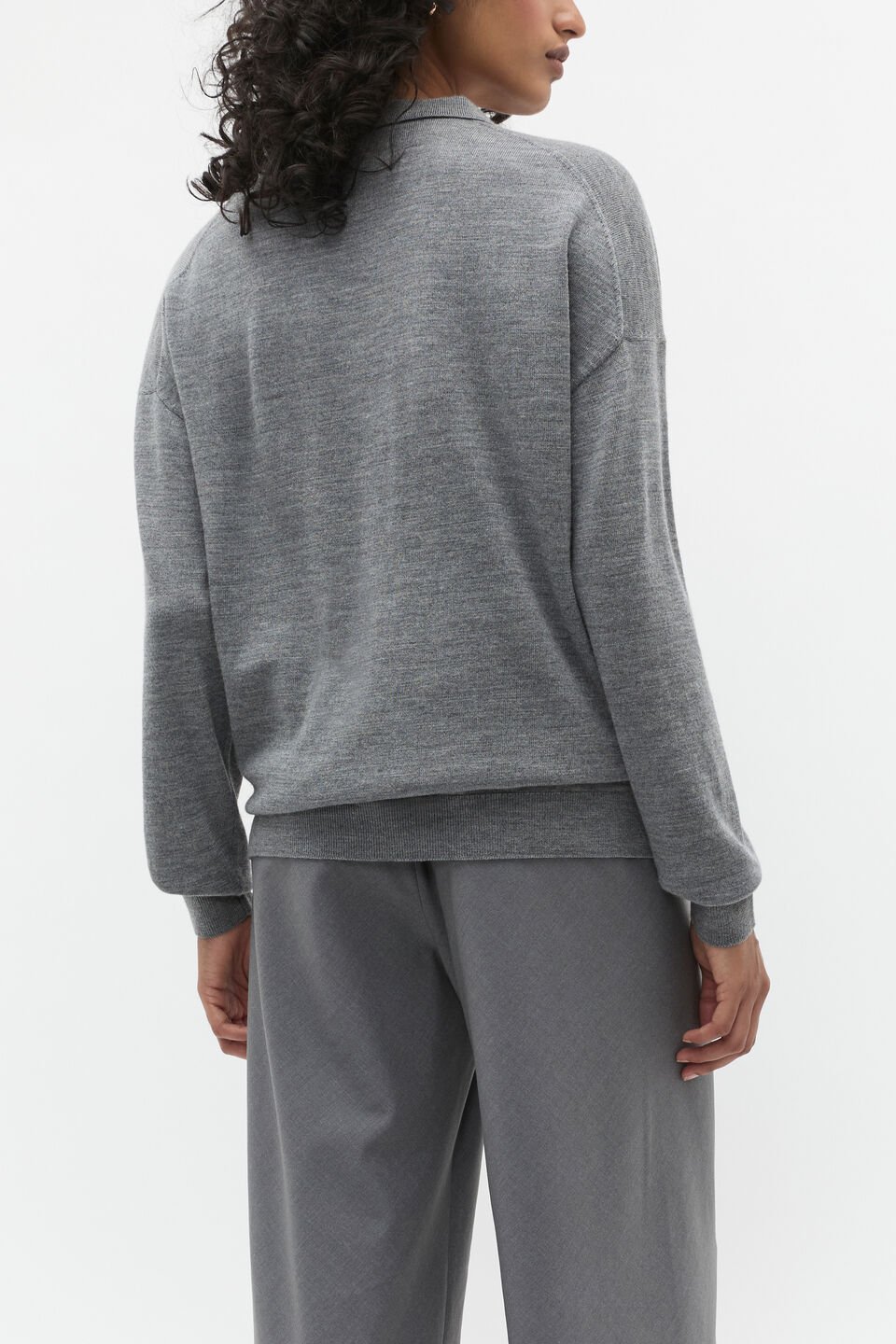 Merino Wool Slouch Polo  Wolf Marle