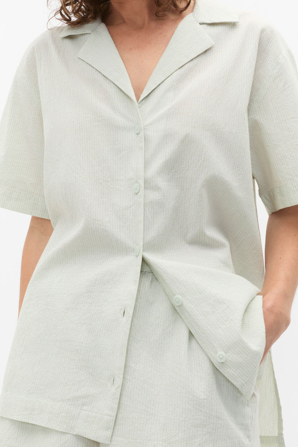 Seersucker Stripe Short Sleeve and Short PJ Set  Mist Stripe