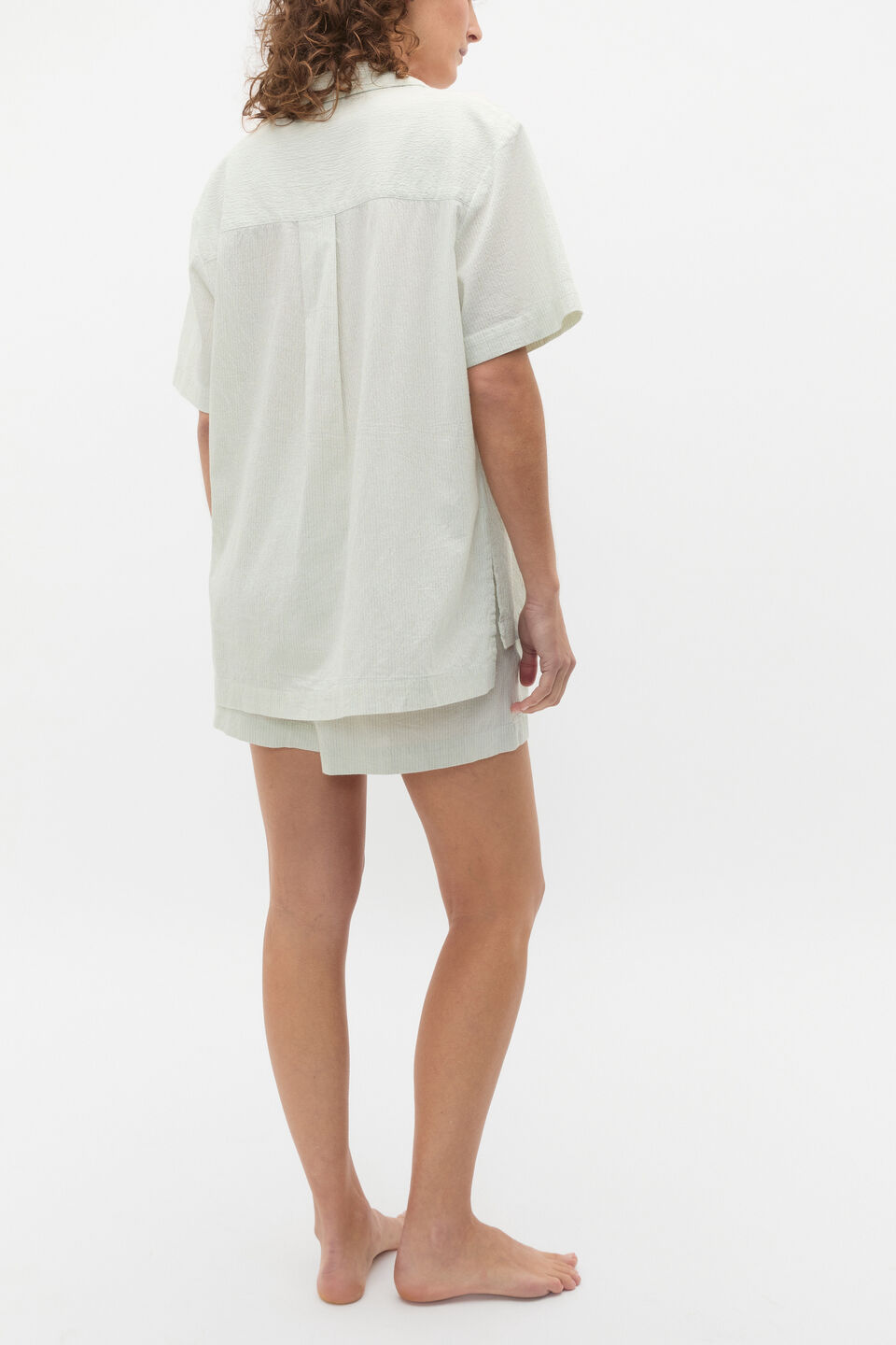 Seersucker Stripe Short Sleeve and Short PJ Set  Mist Stripe