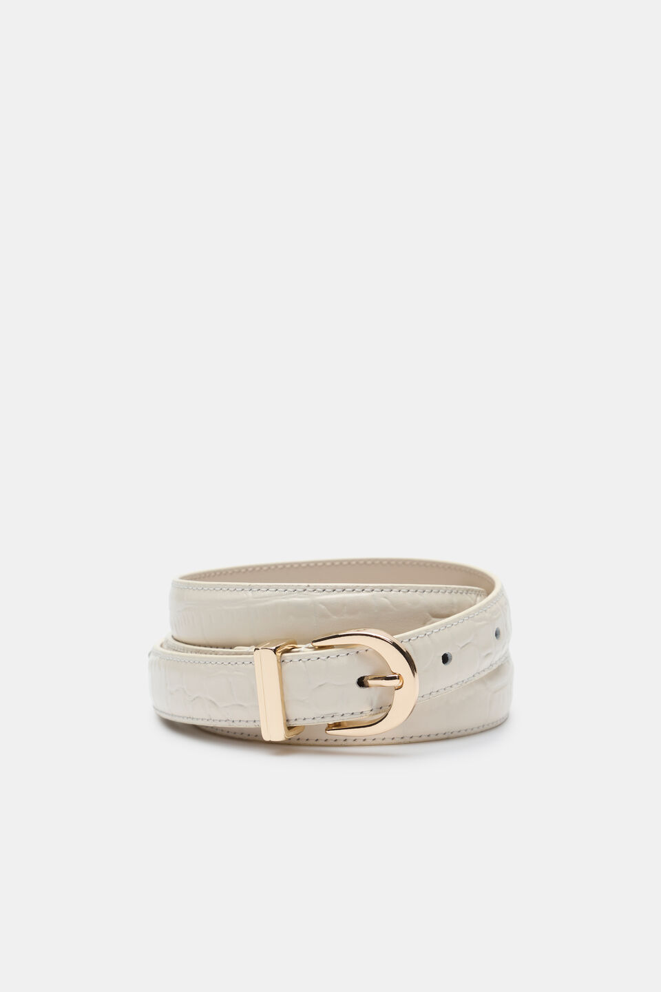 Raven Metal Keeper Belt  Cream Croc