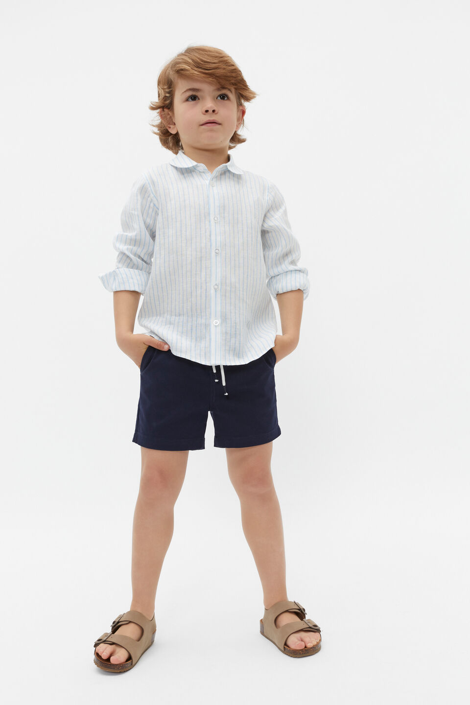 Stripe Linen Shirt  Dove Blue
