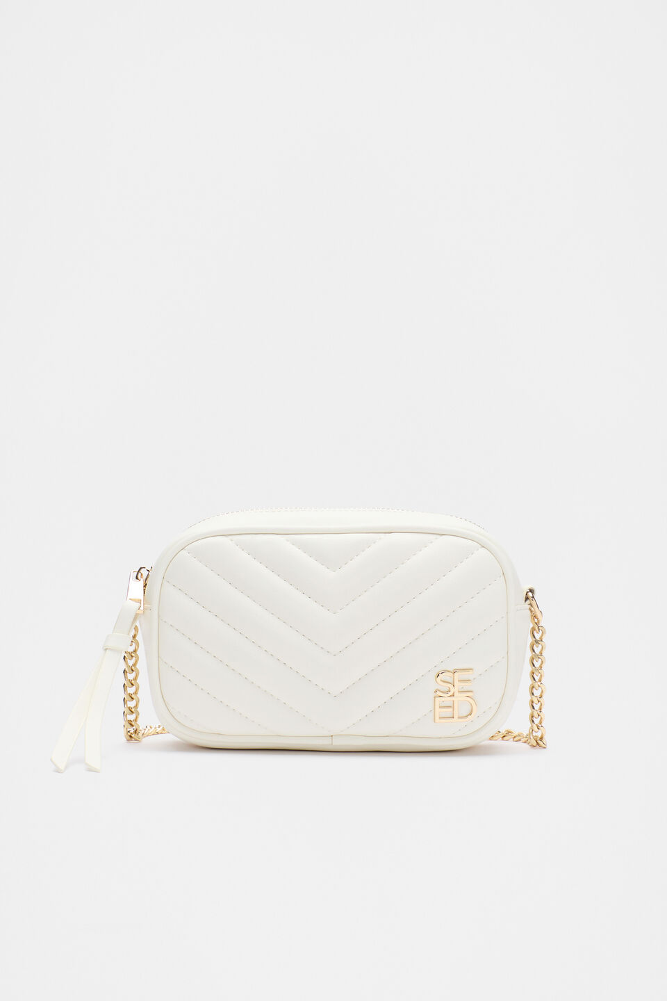 Quilted Logo Camera Bag  White