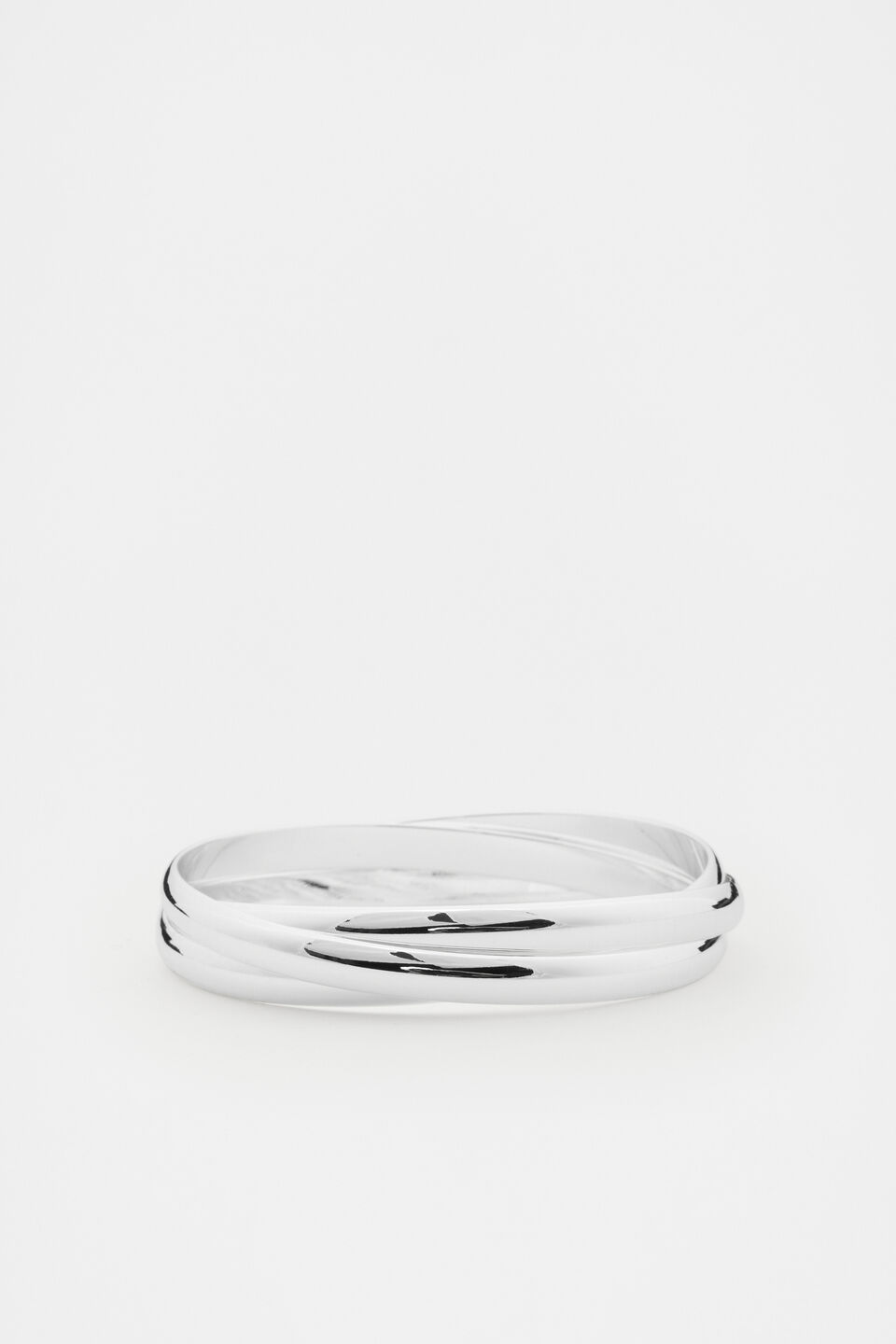 Looped Links Bangle Stack  Silver