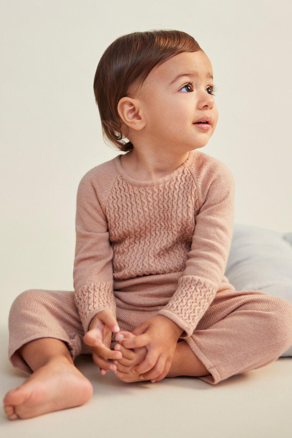 Cable Knit Jumpsuit  Blush Pink