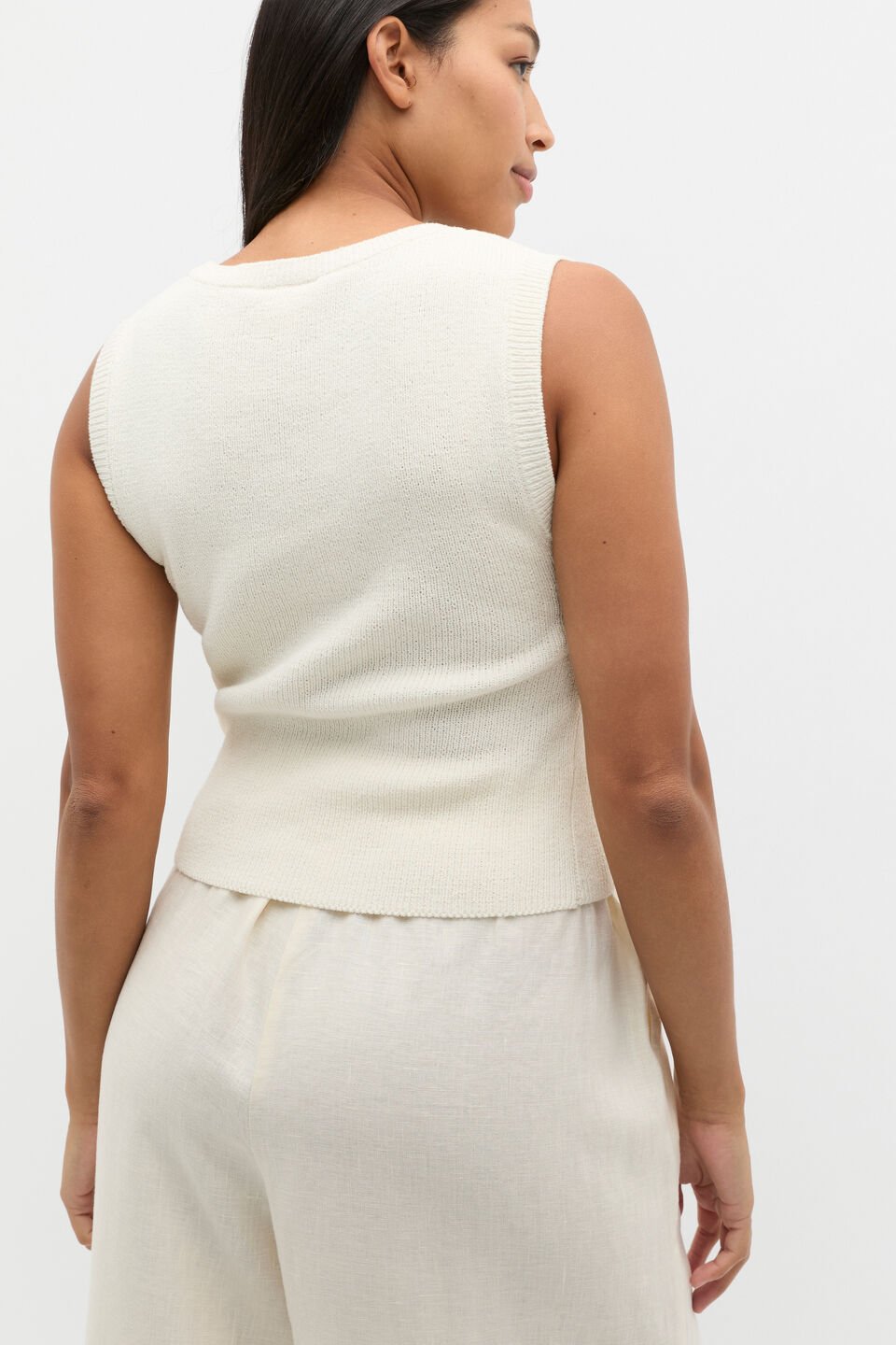 Textured Cotton Knit Top  Buttercream