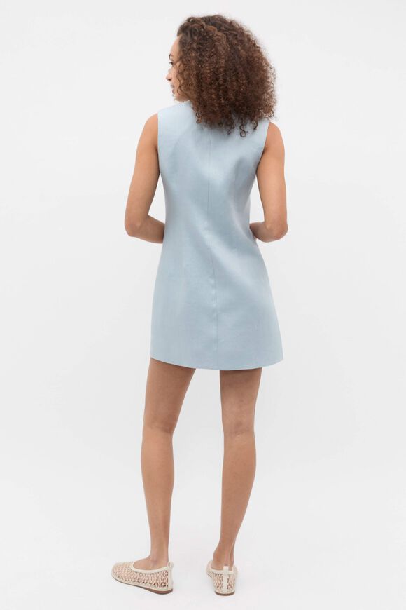 Linen Scallop Mini Dress  Bluebell  hi-res