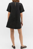 Linen Short Sleeve Mini Dress  Black  hi-res