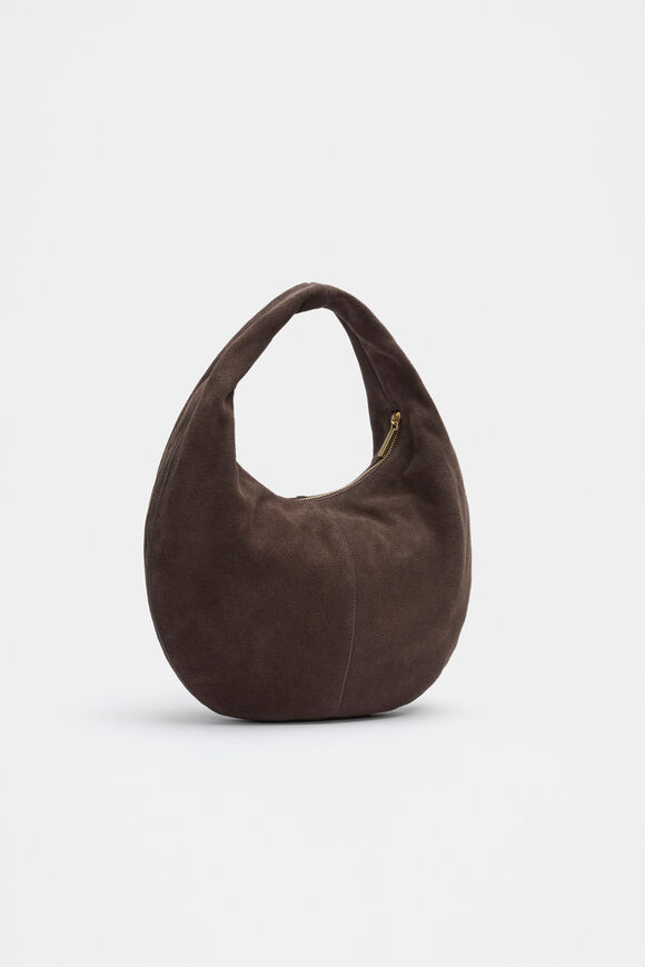 Leather Hobo Shoulder Bag  Chocolate  hi-res