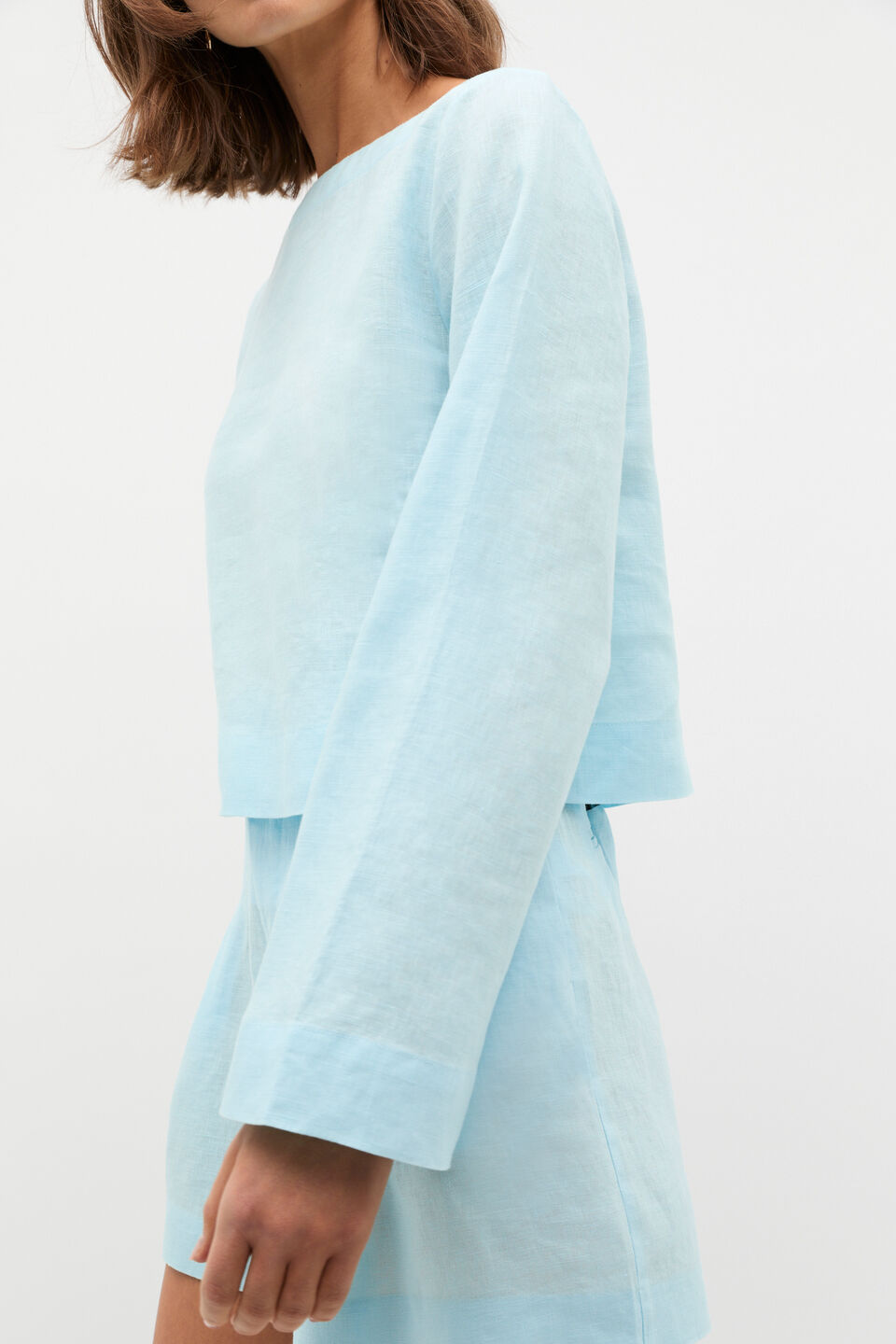 Linen Boat Neck Top  Skyway