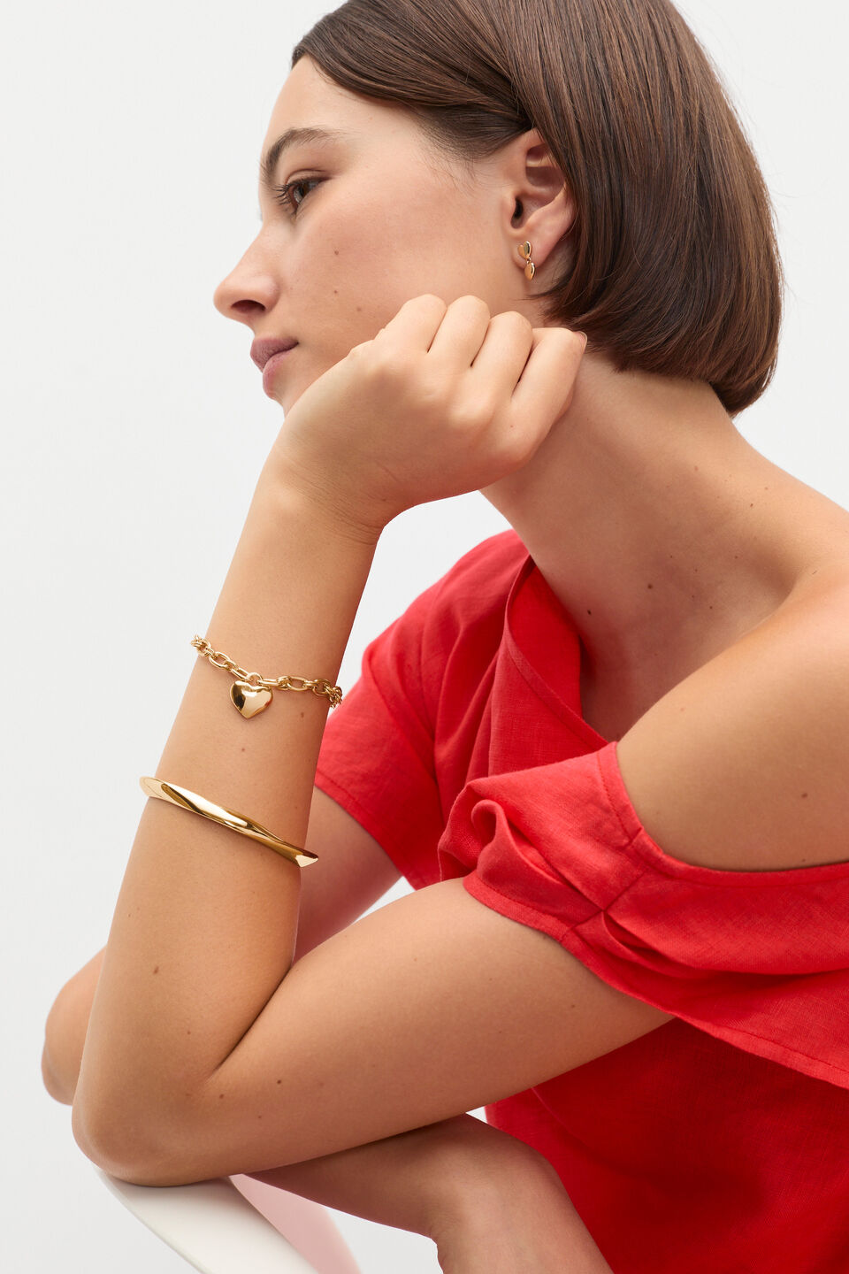 Heart Pendant Bracelet  Gold