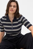 Variegated Rib Polo Top  Twilight Blue Stripe  hi-res