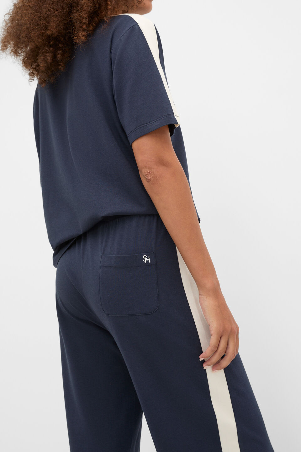 Contrast T-Shirt and Pant PJ Set  Twilight Blue