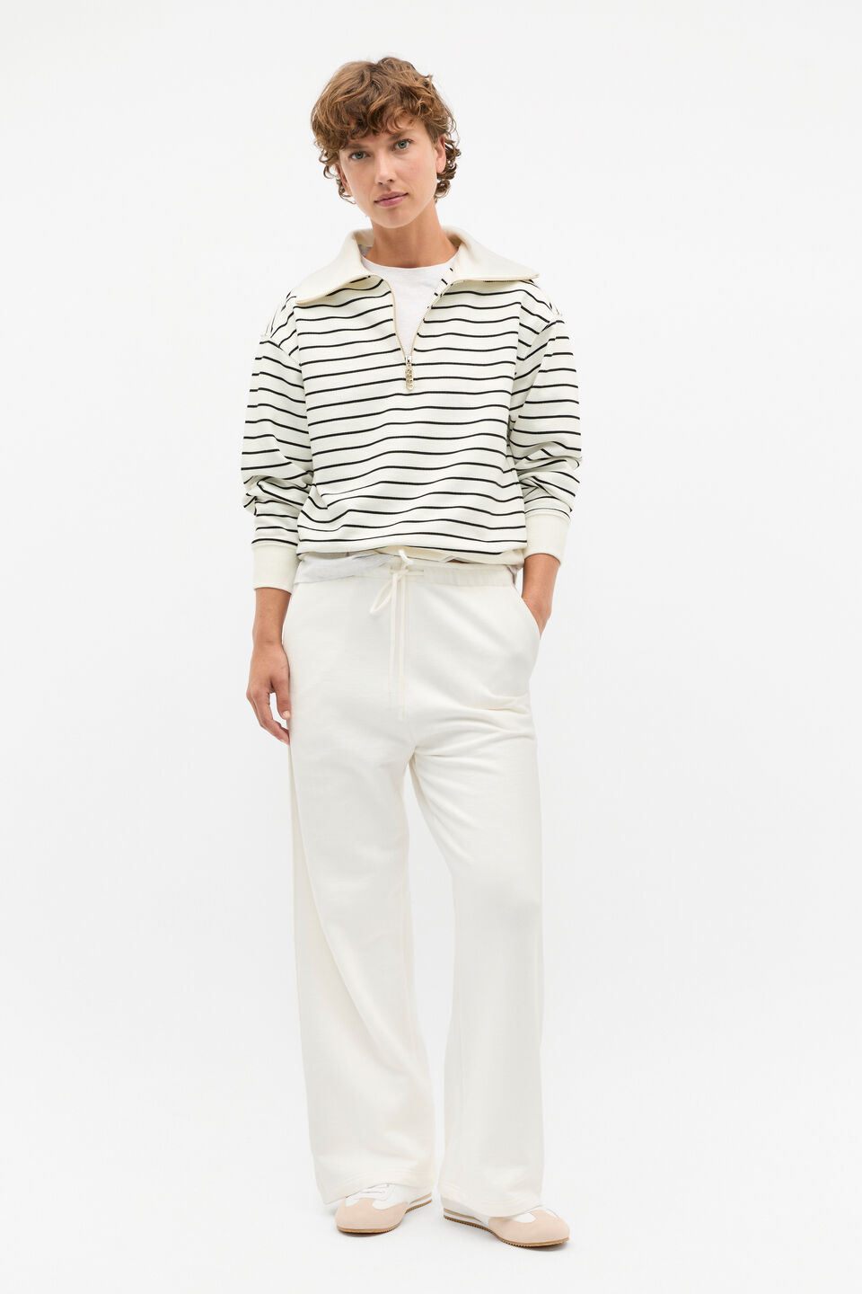 Heritage Wide Leg Track Pant  Cloud Cream