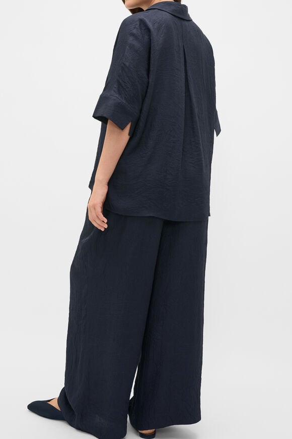 Textured Satin Collared Popover  Twilight Blue  hi-res