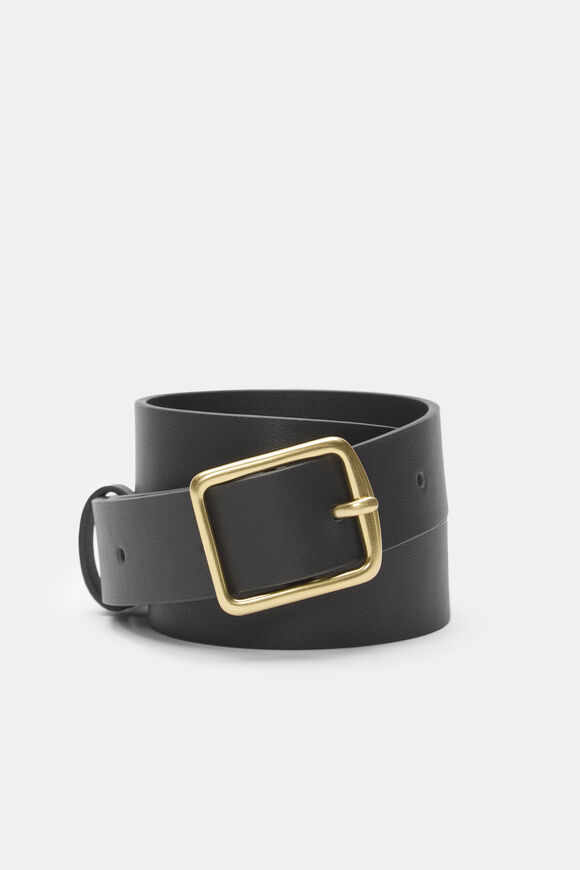 Abby Classic Leather Belt  Black Gold  hi-res