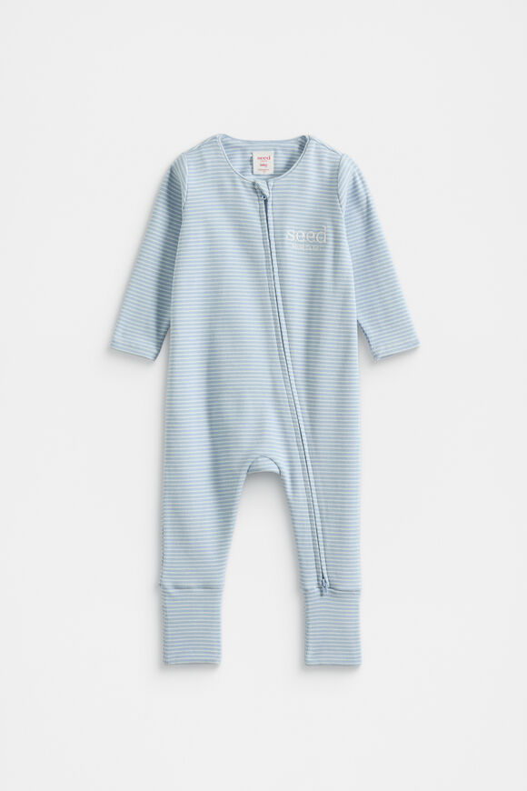 Core Logo Zipsuit  Blue Stripe  hi-res