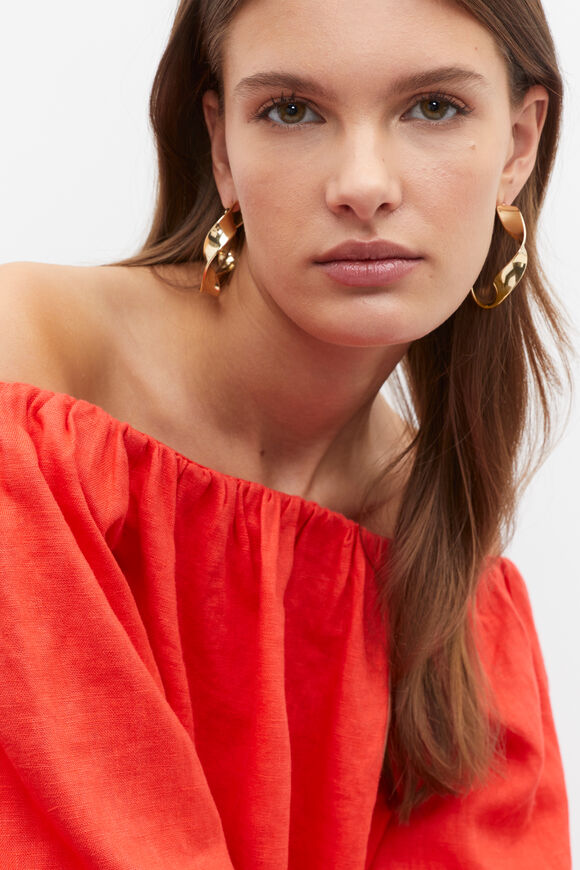 Large Twist Hoop  Gold  hi-res