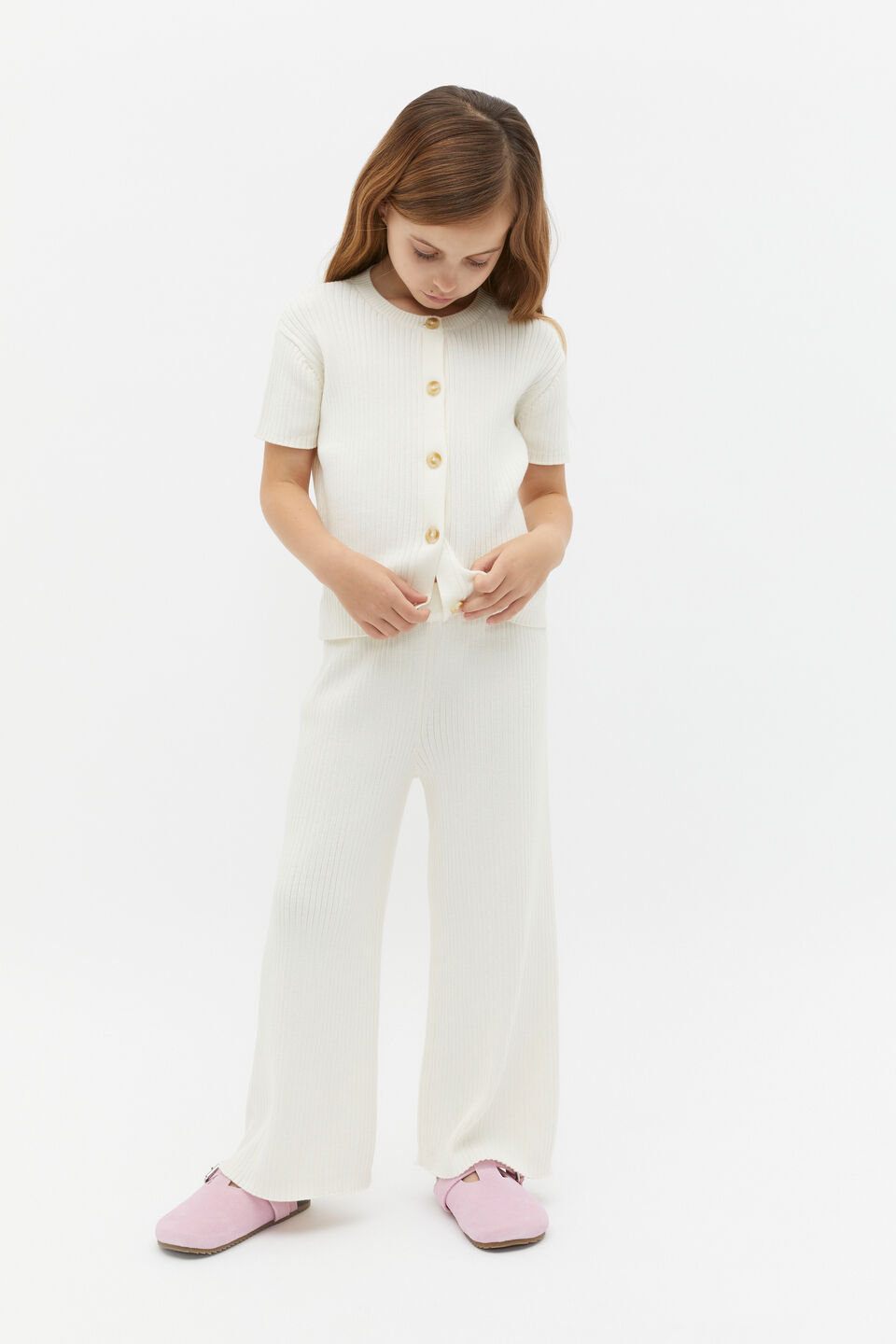 Rib Knit Pant  Classic Cream