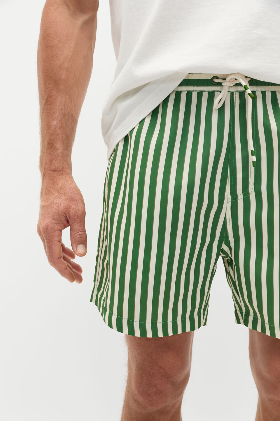 Stripe Swim Short  Pea Green