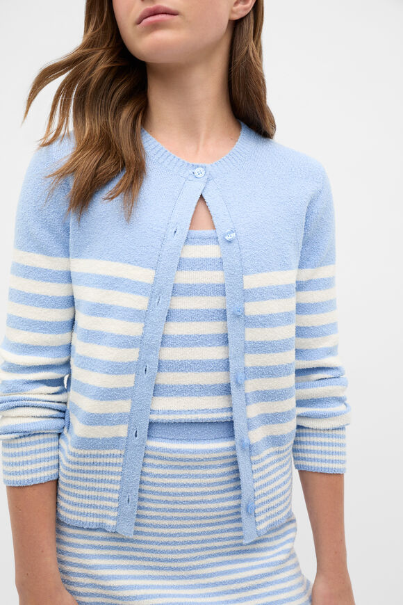 Stripe Knit Cardigan  Cloud Blue  hi-res