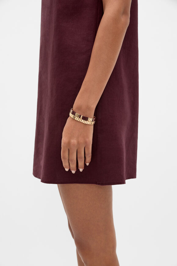 Stretch Bead Bracelet Set  Plum Red  hi-res