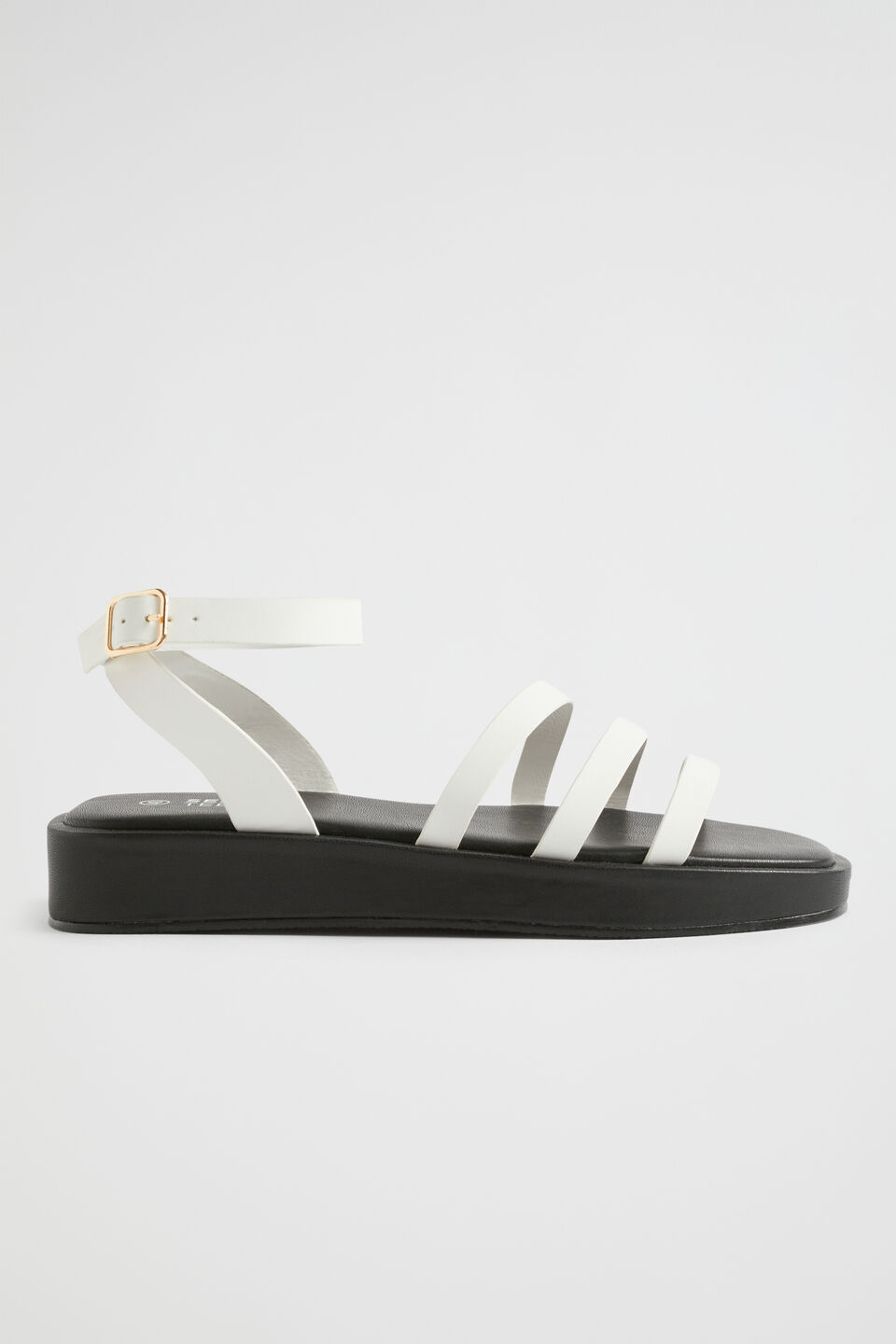 3 Strap Flatform Sandal  White Black