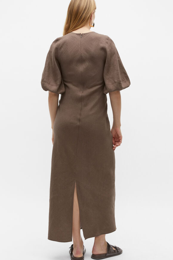 Linen Balloon Sleeve Slip Maxi Dress  Affogato  hi-res